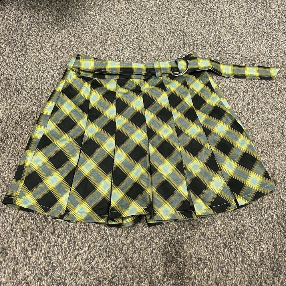 Black/Yellow/Gray Disturbia Noctura Check Skort/skirt/Shorts